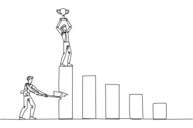 Tek sıra halinde iş adamı en yüksek onuru elde eder. İş ortağının mutluluğunu sevmeyen ikiyüzlü. Ete batan bir diken. Hainsin. Devamlı çizgi tasarımı grafik çizimi