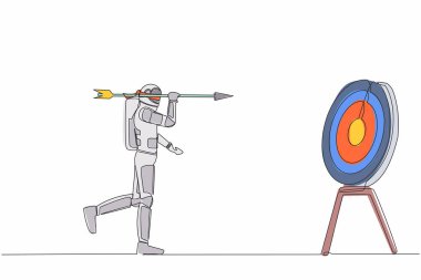 Tek sıra halinde astronotlar gözlerini bağlayıp hedefe dart atıyorlar. Yıldızlar arası solucan deliğinde kafası karışmış bir uzay adamı. Uzayın derinliklerinde kozmonot. Bir çizgi çizimi tasarım vektörü illüstrasyonu