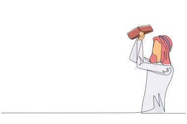 Tek sıra çizen Arap işadamı, elinde boş bir cüzdan tutarak duruyordu. İflas eden bir adam. Benim hiç param yok ki. Devamlı çizgi tasarımı grafik çizimi