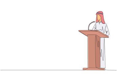 Tek çizgi halinde iki başparmak kaldıran Arap bir adam, yukarıda yarım daire şeklinde 5 yıldız var. Heyecan verici online alışveriş deneyimi. Teftiş 5 yıldızı. Aralıksız çizgi grafik çizimi