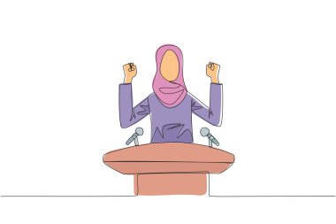 Tek çizgi halinde iki başparmak kaldıran Arap bir adam, yukarıda yarım daire şeklinde 5 yıldız var. Heyecan verici online alışveriş deneyimi. Teftiş 5 yıldızı. Aralıksız çizgi grafik çizimi