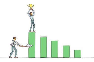 Tek sıra halinde iş adamı en yüksek onuru elde eder. İş ortağının mutluluğunu sevmeyen ikiyüzlü. Ete batan bir diken. Hainsin. Devamlı çizgi tasarımı grafik çizimi