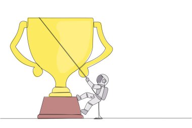 Genç astronotu iple kupayı tırmanmaya çeken tek sıra. Birçok ödül kazanarak markalaşma. İlişkileri bağlamak. Akıllı iş, çok iş. Bir çizgi tasarımı vektör illüstrasyonu