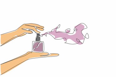 Continuous one line drawing liquid spray from perfume bottle. Banner digital. Electronic media advertising. Introducing new product. National Fragrance Day. Single line draw design vector illustration clipart