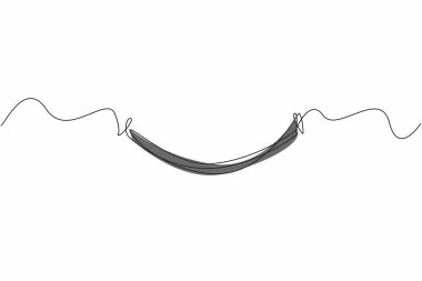 Single one line drawing an abstract image of smiling mouth. Character. Emoticon. Emoji. Expression. Happiness. Feeling good. International Day of Happiness. Continuous line design graphic illustration clipart