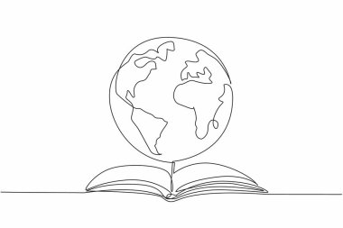 Tek bir satır dünyayı açık kitaba çiziyor. Faydalı bilgi aktarmak. Okuma yazma ve kavrama kabiliyeti artıyor. Ek bilgi alınıyor. Dünya Hikaye Anlatım Günü. Devamlı çizgi tasarımı grafik çizimi