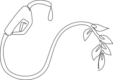 Yapraklardan yapılmış tek bir benzin hortumu. Dünyayı aydınlatmaya yardım et. Çevre dostu doğal yakıtlar kullanarak. Şefkatli. Ulusal Biyodizel Günü. Devamlı çizgi tasarımı grafik çizimi