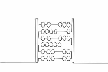Abaküsü tahtadan çeken tek bir çizgi. Eski moda bir sayma aracı. Öğrenen çocuklar tarafından kullanılıyor. Tam bir klasik. Uluslararası Matematik Günü. Devamlı çizgi tasarımı grafik çizimi