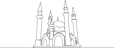 Tarihi Kubbe 'nin tarihi bir cami ya da mescidin tek bir çizgisi. İslam için namaz kılmak için kutsal bir yer. İnsanlar sürekli çizgi tasarımı çiziyor.
