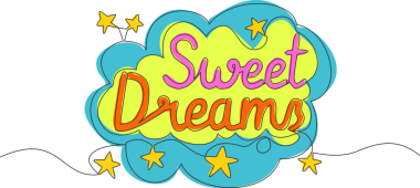 Motivasyonel ve ilham verici tek satır çizimi tipografi alıntısı Tatlı Rüyalar. Baskı, kart, pankart, poster için kaligrafik tasarım. Bir çizgi çizimi tasarımı