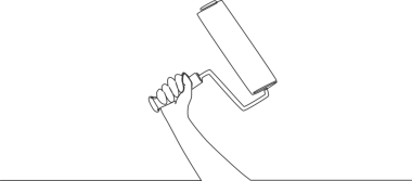 Patenci ressamın sürekli çizdiği tek çizgi. Tamirci aletleri konsepti. Bir çizgi çizimi tasarım illüstrasyonu