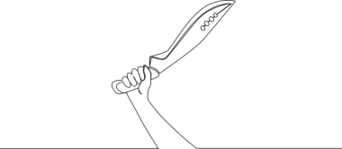 Geleneksel pala tutan tek bir insan çizgisi. Bir çizgi çizimi tasarım illüstrasyonu