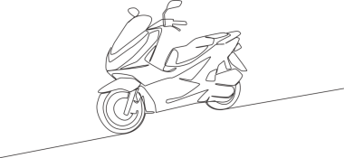 Lüks Asyalı, kemik altı motosiklet logosunun sürekli çizimi. Otomatik scooter motosiklet konsepti. Bir çizgi çizimi tasarım illüstrasyonu