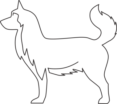 Basit şirin Sibirya köpek yavrusu ikonunun sürekli çizdiği tek çizgi. Hayvan logosu amblemi konsepti. Bir satır grafiksel tasarım çizimi illüstrasyonu