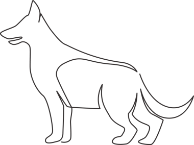 Basit, şirin Alman çoban köpeği ikonunun aralıksız çizimi. Hayvan logosu amblemi konsepti. Bir satır tasarım grafiksel illüstrasyon