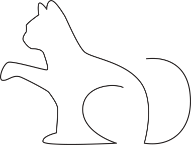 Şirin kedi ikonunun aralıksız çizimi. Kedicik hayvan amblemi konsepti. Modern bir çizim çizimi grafik çizimi