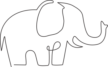 Büyük şirin fil iş logosu kimliğinin kesintisiz çizimi. Afrika safari ikonu konsepti. Modern bir çizim çizimi grafik çizimi