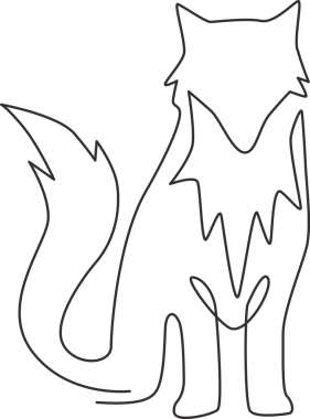 Şirin Fox kurumsal logo kimliğinin kesintisiz çizimi. Memeliler hayvanat bahçesi hayvan ikonu konsepti. Dinamik bir çizgi tasarım grafiksel çizimi