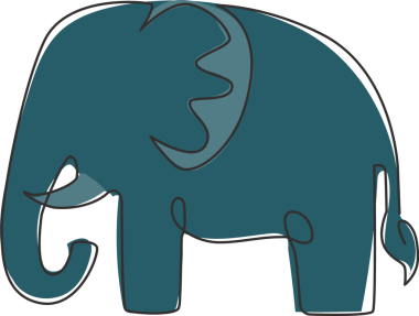 Büyük şirin bir fil logosu çizimi. Memeliler hayvanat bahçesi hayvan ikonu konsepti. Moda sürekli çizgi çizimi grafik tasarımı illüstrasyonu