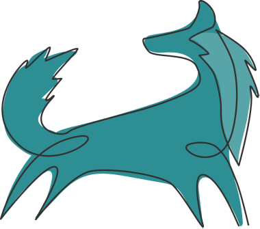 Şirin tilki şirketinin logo kimliğinin tek bir çizimi. Hayvanat bahçesi ikonu konsepti. Moda sürekli çizgi çizimi grafik illüstrasyonu