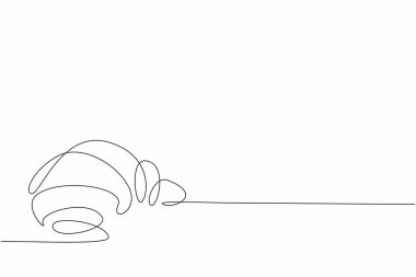 Tek sıra halinde altın kahverengi kruvasan çiziyor. Lezzetli ve lezzetli bir tadı olan klasik pasta. Herkesin baştan çıkarıcı gözleri bunu görüyor. Ulusal Kruvasan Günü. Bir çizgi tasarımı vektör illüstrasyonu