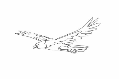 Uçan kel kartal kuşunun geniş kanatlarını özgürce açtığı tek bir çizgi. Amerika Birleşik Devletleri 'nin maskotu. Ulusal Kuş Günü. Yıllık uluslararası kutlama etkinliği