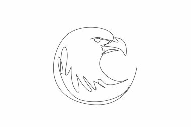 Şirket logosu ve maskotu için yuvarlak, zarif bir kartal kafası çizimi. Logotype, amblem, amblem, simge ve sembol için şablon. Ulusal Kuş Günü. Vektör illüstrasyon grafik tasarımı