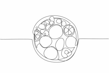 Meyve çizen tek çizgi, yukarıdan bakıldığında C vitamini içerir. Vücudu formda tutmak için çok iyi. Doğal vitaminler. Lezzetli. Ulusal C vitamini günü. Devamlı çizgi tasarımı grafik çizimi