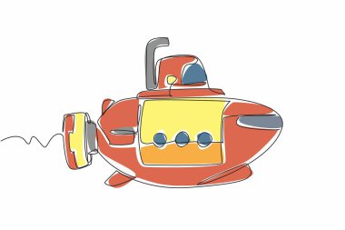 Single one line drawing the yellow submarine. Naval vehicles to maintain sovereignty in water areas. Ships of military importance. National Submarine Day. Continuous line design graphic illustration clipart