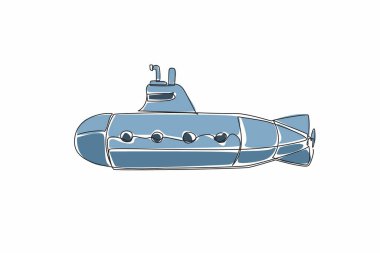 Tek sıra halinde dört lombozlu denizaltıyı çekiyor. Deniz ve tatlı su bilimi. Derin deniz destek aracı. Manevra kabiliyeti. Ulusal Denizaltı Günü. Bir çizgi tasarımı vektör illüstrasyonu