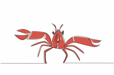 Continuous one line drawing crawfish posing. Animals with claws that can prevent the risk of osteoporosis and heart disease. Savory. National Crawfish Day. Single line draw design vector illustration clipart