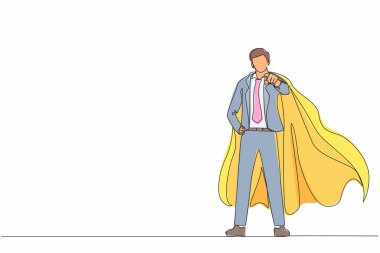 Süper kahraman peleriniyle liderlik yapan tek sıra. Lider ya da patron hedef göstererek strateji geliştirmeyi hedefler. Bir çizgi grafik tasarım vektör çizimi