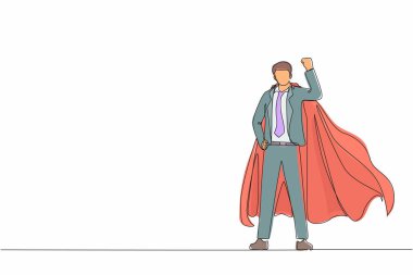 Tek sıra halinde, süper kahramanlar güçlü kaslarını gösteriyorlar. Süper kahraman memur iş başında. İş adamı karakteri süper kahraman. Ofis çalışanları. Dinamik bir çizgi çizer grafik tasarım vektörü çizer