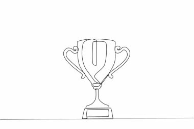 Tek sıra halinde kupa çekiyorlar. Şampiyonluk kupası, eskiz kupası, spor ödülü. Kazanan ödül, şampiyonlar kazanan konsepti kutluyor. Dinamik bir çizgi çizer grafik tasarım vektörü çizer