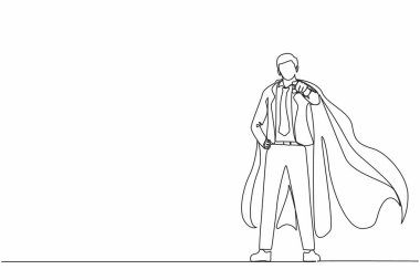 Süper kahraman peleriniyle liderlik yapan tek sıra. Lider ya da patron hedef göstererek strateji geliştirmeyi hedefler. Bir çizgi grafik tasarım vektör çizimi