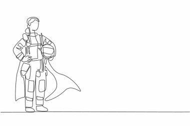 Tek sıra halinde tam üniformalı ve kanatlı kadın itfaiyeciler belimi tutuyor. Erkeklerle aynı yeteneğe sahip. Yetenekli işçi. Ulusal Süper Kahramanlar Günü. Bir çizgi tasarımı vektör illüstrasyonu