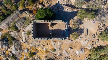 Drone aerial view of Kapikiri heraklia temple in Turkey. High quality photo clipart