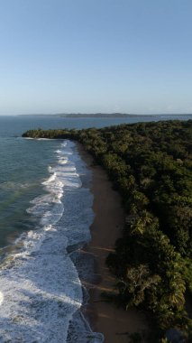 Hava aracı görüntüsü, Panama, Bocas de Toro, Bocas 'daki Bluff Beach ve Bluff Beach' in güzel otelinin doğuşunda. Yüksek kalite fotoğraf