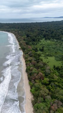 Kosta Rika 'daki Cahuita Ulusal Parkı' nın insansız hava aracı görüntüsü. Yüksek kalite fotoğraf