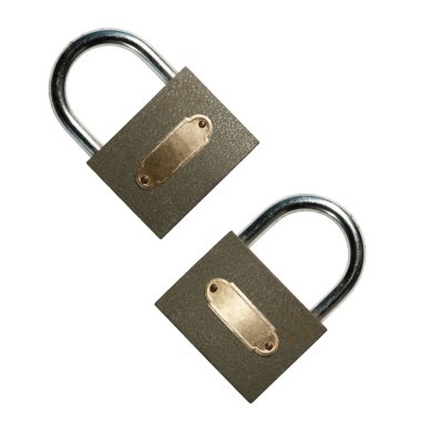 Beyaz arkaplanda oyma için bir etiket içeren asma kilit