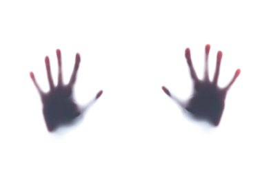 Imprint of human hands with effect of blurring and filling with bright light clipart