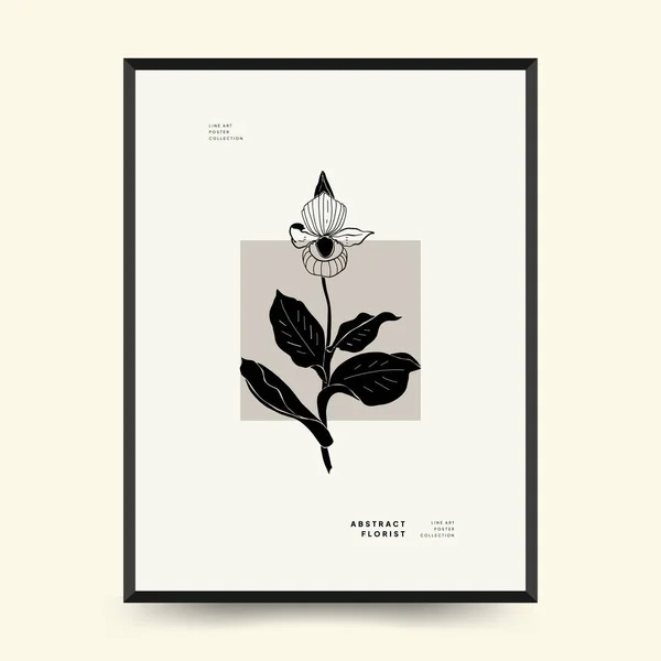 Abstract Floral Posters Template Modern Botanical Trendy Black Style Vintage — Vettoriale Stock
