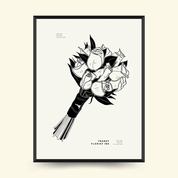 Abstract Floral Posters Template Modern Botanical Trendy Black Style Vintage — Stockový vektor