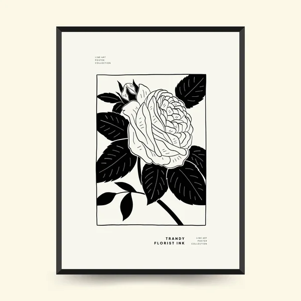 Abstract Floral Posters Template Modern Botanical Trendy Black Style Vintage — 图库矢量图片