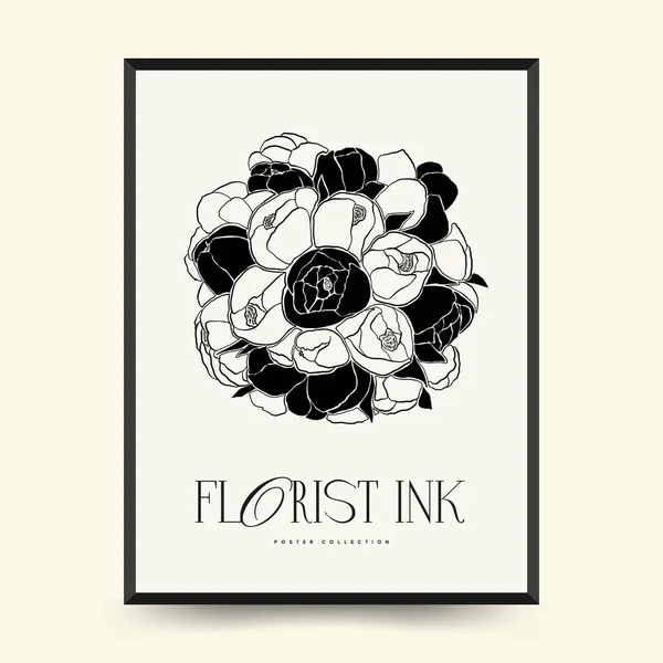 Abstract Floral Posters Template Modern Botanical Trendy Black Style Vintage — стоковый вектор