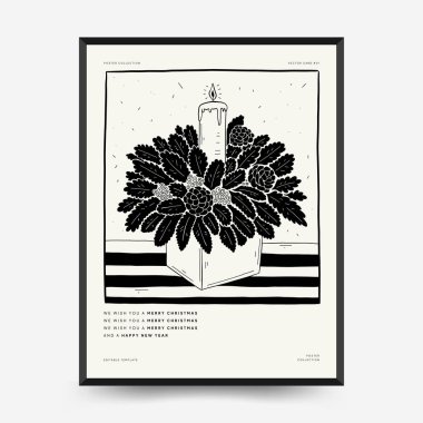 Merry Christmas and Happy New Year backgrounds, greeting cards, posters, holiday covers. Xmas festive templates