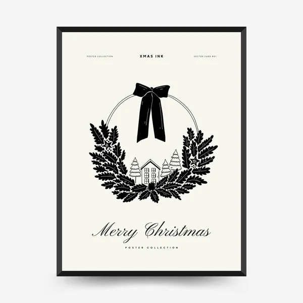Merry Christmas Happy New Year Backgrounds Greeting Cards Posters Holiday — стоковый вектор