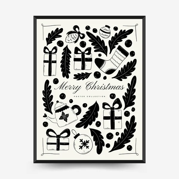 Merry Christmas Happy New Year Backgrounds Greeting Cards Posters Holiday — Stockvektor