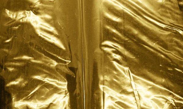 Złote Tło Foliowe Odbiciami Światła Ściana Teksturowana Złota — Zdjęcie stockowe