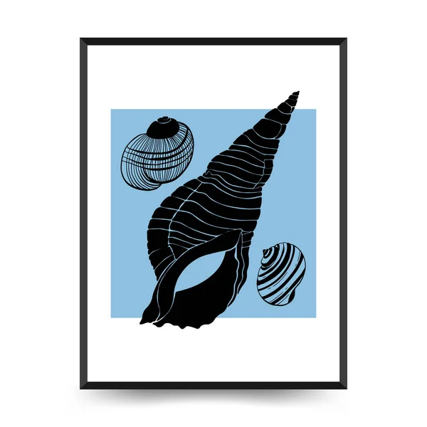 Abstraktní Šablona Oceánů Námořních Plakátů Moderní Moře Botanický Módní Černý — Stockový vektor